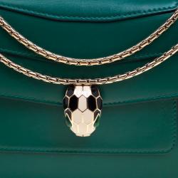 Bvlgari Green Leather Medium Serpenti Forever Shoulder Bag