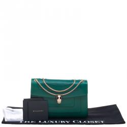 Bvlgari Green Leather Medium Serpenti Forever Shoulder Bag