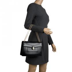 Bvlgari Black Leather Serpenti Forever Shoulder Bag