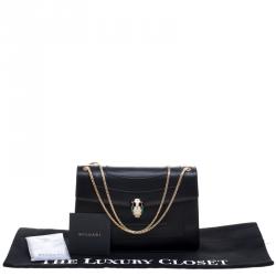 Bvlgari Black Leather Serpenti Forever Shoulder Bag
