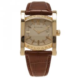 Bvlgari Cream 18K Yellow Gold Assioma Women's Wristwatch 30MM