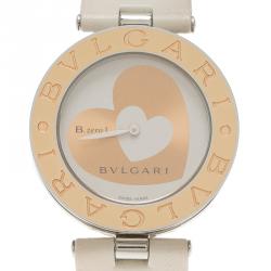 مملوكة مسبقًا Bvlgari White Gold-Plated Stainless Steel B.Zero 1 Women's Wristwatch 35MM