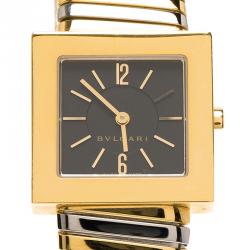 Bvlgari Black 18K Yellow Gold and Stainless Steel Tubogas Women's Wristwatch 22MM