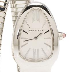 Bvlgari Silver Opaline Stainless Steel Serpenti Tubogas Double Spiral Women's Wristwatch 35MM