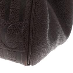 Carolina Herrera Choco Brown Monogram Leather Matteo Tote