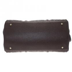 Carolina Herrera Choco Brown Monogram Leather Matteo Tote
