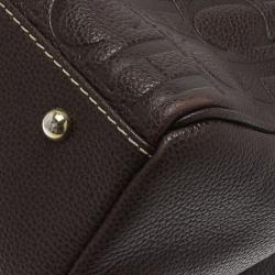 Carolina Herrera Choco Brown Monogram Leather Matteo Tote
