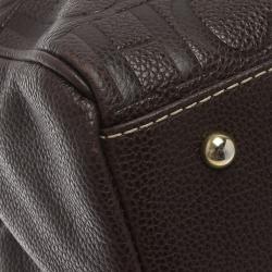 Carolina Herrera Choco Brown Monogram Leather Matteo Tote