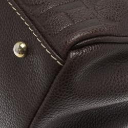 Carolina Herrera Choco Brown Monogram Leather Matteo Tote