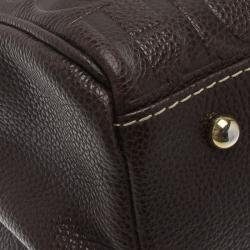 Carolina Herrera Choco Brown Monogram Leather Matteo Tote