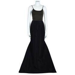 Pre Owned Carolina Herrera Black Tafetta Maxi Skirt S