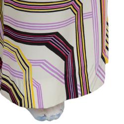 Carolina Herrera Multicolor Geometric Print Wide Leg Silk Pants  M