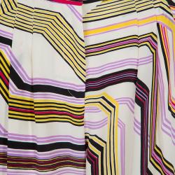 Carolina Herrera Multicolor Geometric Print Wide Leg Silk Pants  M