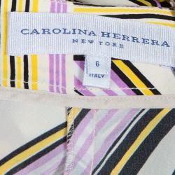 Carolina Herrera Multicolor Geometric Print Wide Leg Silk Pants  M