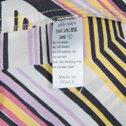 Carolina Herrera Multicolor Geometric Print Wide Leg Silk Pants  M