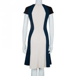 Pre Owned Carolina Herrera Colorblock Cap Sleeve Dress M