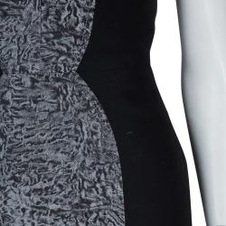 Pre Owned Carolina Herrera Black Contrast Hourglass Panel Detail Short Sleeve Dress M