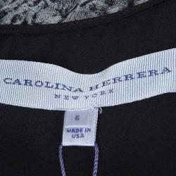 Pre Owned Carolina Herrera Black Contrast Hourglass Panel Detail Short Sleeve Dress M