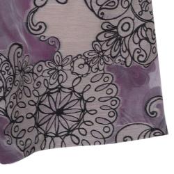 Pre Owned Carolina Herrera Purple Floral Corded Embellishment Detail Silk Gown L