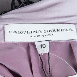 Pre Owned Carolina Herrera Purple Floral Corded Embellishment Detail Silk Gown L