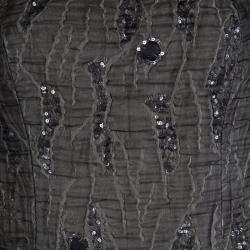 مملوكة مسبقًا Carolina Herrera Brown Cloque Embellished Strapless Gown L