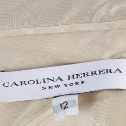 مملوكة مسبقًا Carolina Herrera Brown Cloque Embellished Strapless Gown L