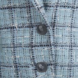 Pre Owned Carolina Herrera Powder Blue Checked Tweed Blazer XL