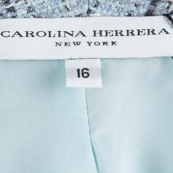 Pre Owned Carolina Herrera Powder Blue Checked Tweed Blazer XL
