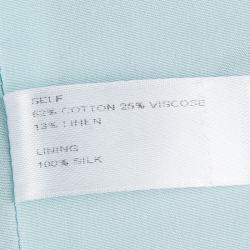 Pre Owned Carolina Herrera Powder Blue Checked Tweed Blazer XL