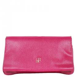 Pre Owned Carolina Herrera Pink Leather Flap Bag With Gold Chain
