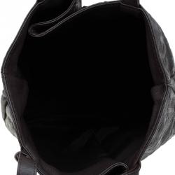 Pre Owned Carolina Herrera Dark Brown Monogram Leather Balmoral Tote