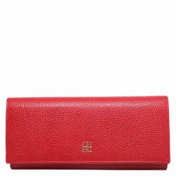 Pre Owned Carolina Herrera Red Leather Continental Wallet