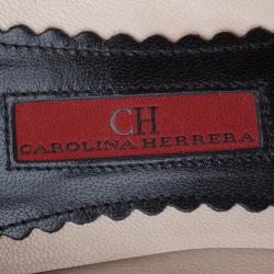 Pre Owned Carolina Herrera Red Leather and Suede Bow Pumps Size 39