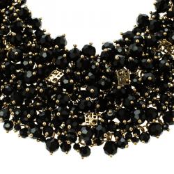Pre Owned CH Carolina Herrera Black Beads Gold Tone Necklace