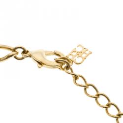 Pre Owned CH Carolina Herrera Black Beads Gold Tone Necklace