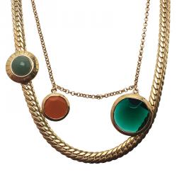 Pre Owned Carolina Herrera Stones and Shells Gold-Tone Necklace