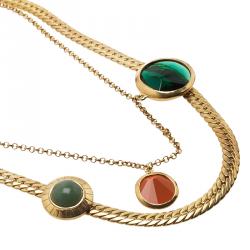 Pre Owned Carolina Herrera Stones and Shells Gold-Tone Necklace