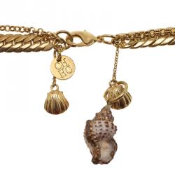 Pre Owned Carolina Herrera Stones and Shells Gold-Tone Necklace