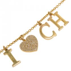 Pre Owned Carolina Herrera I Love CH Gold Tone Bracelet