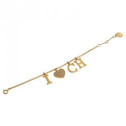 Pre Owned Carolina Herrera I Love CH Gold Tone Bracelet