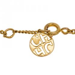 Pre Owned Carolina Herrera I Love CH Gold Tone Bracelet