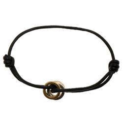 Pre Owned CH Carolina Herrera Three Hoops Adjustable Leather Bracelet