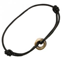 Pre Owned CH Carolina Herrera Three Hoops Adjustable Leather Bracelet