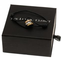 Pre Owned CH Carolina Herrera Three Hoops Adjustable Leather Bracelet