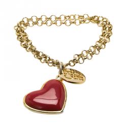 Pre Owned Carolina Herrera Heart Gold-Tone Bracelet 18CM