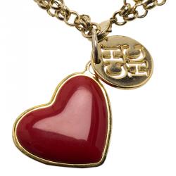 Pre Owned Carolina Herrera Heart Gold-Tone Bracelet 18CM