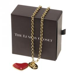 Pre Owned Carolina Herrera Heart Gold-Tone Bracelet 18CM