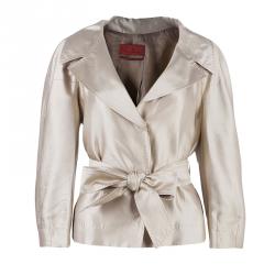 Carolina Herrera Beige Silk Skirt Suit L