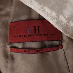 Carolina Herrera Beige Silk Skirt Suit L