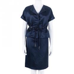 Pre Owned Carolina Herrera Navy Skirt Suit L